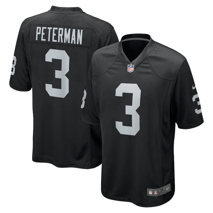 Men Oakland Raiders 3 Nathan Peterman Nike Black Game NFL Jersey
